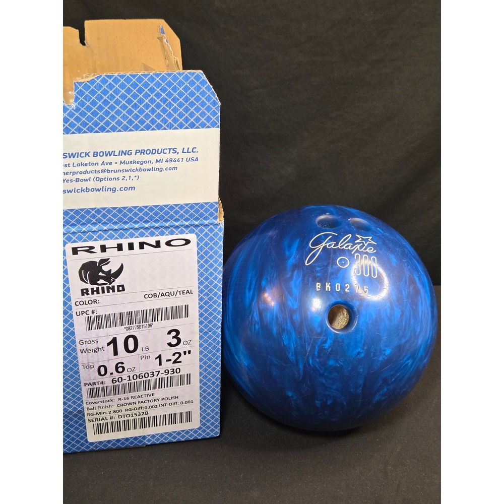 Brunswick Galaxie WD D300P Bowling Ball 10lb 3oz Blue Teal Swirl‎ Pre-Drilled